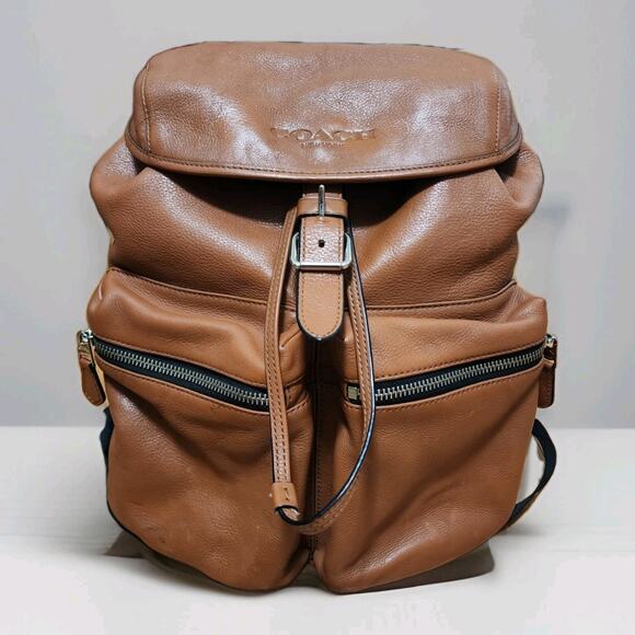 Coach Backpack CML F72305 Rucksack Brown Leather Cowhide Grained Shrink Daypack - Picture 1 of 16